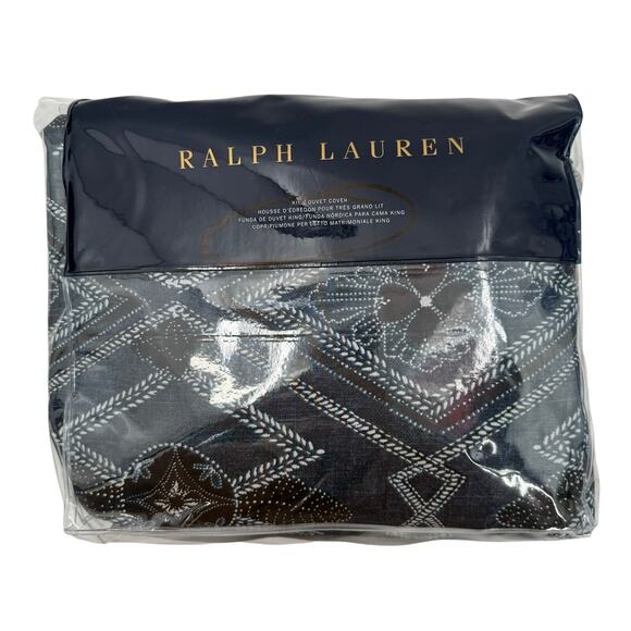 Ralph Lauren Home King Duvet Cover 108 x 96 Francois NWT Navy Blue Cotton $425 - Picture 3 of 12